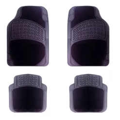 Cubre Alfombra Goma Con Felpa 4 Piezas Negra